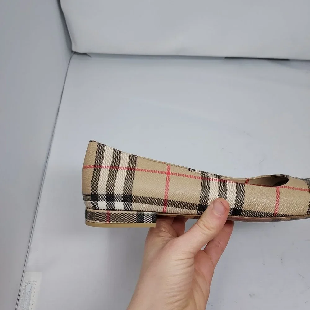 Burberry Joy Vintage Check Archive Beige Ballerina Flat Shoes - Picture 5 of 12